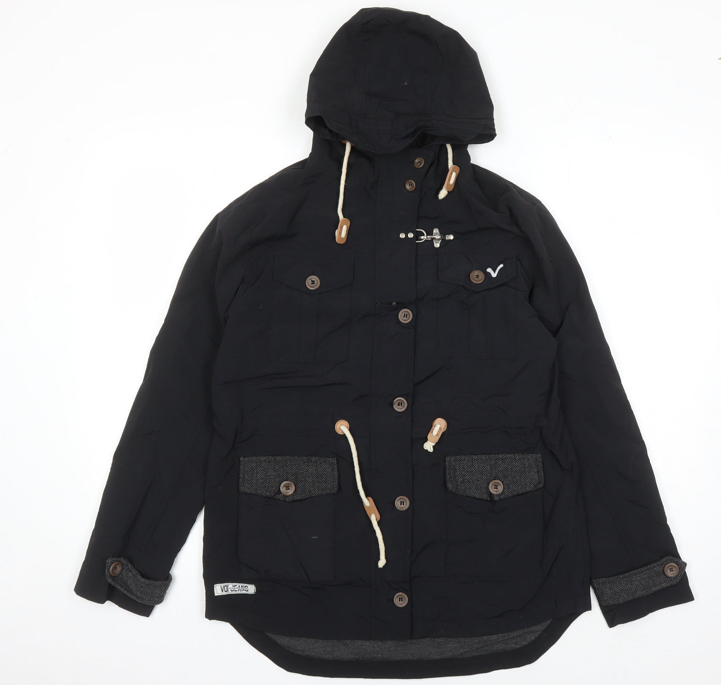 VOJ Jeans Women's Black Parka Jacket Size 12