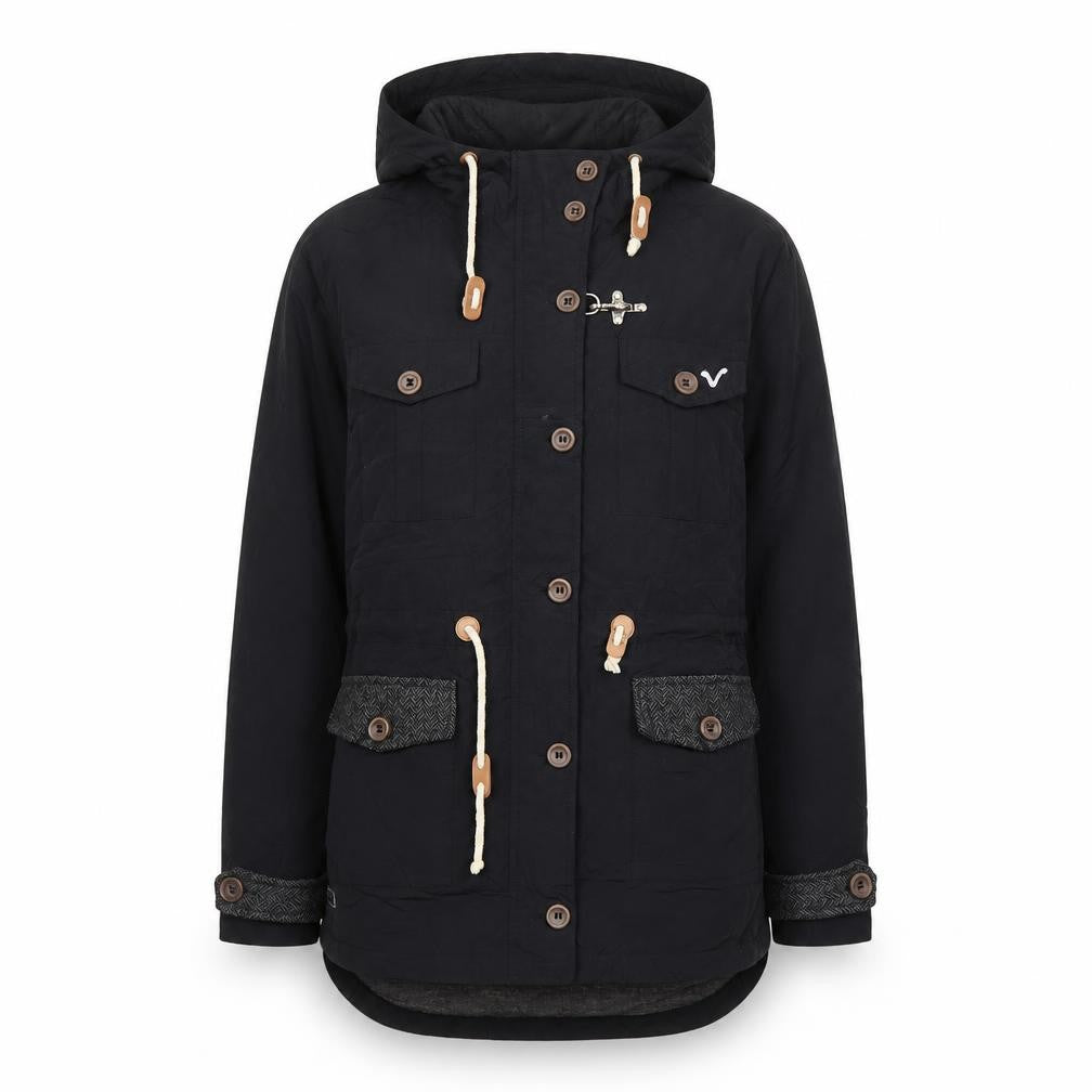 VOJ Jeans Women's Black Parka Jacket Size 12