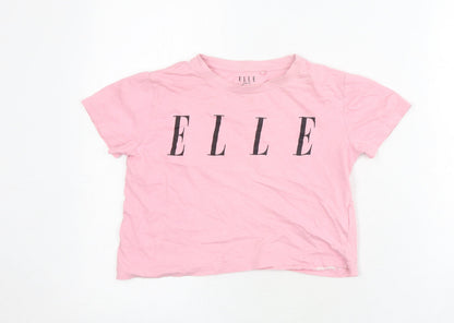 Additional front view of ELLE girls’ pink graphic t-shirt, 10-11 years, 100% cotton
