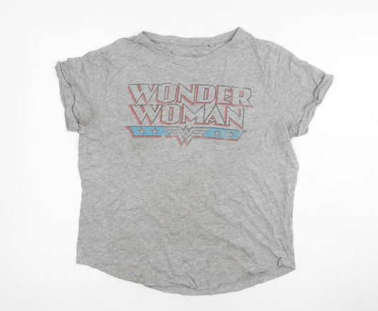 Wonder Woman Women's Grey T-Shirt Size 10 Comic Style