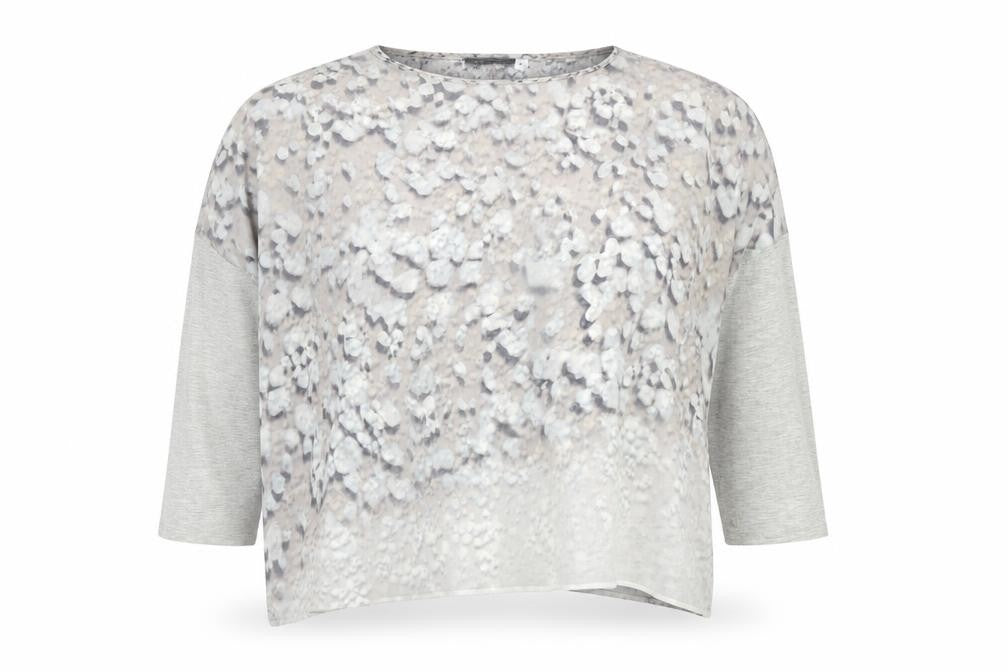 Mint Velvet Women's Grey Abstract Cropped Blouse, Medium