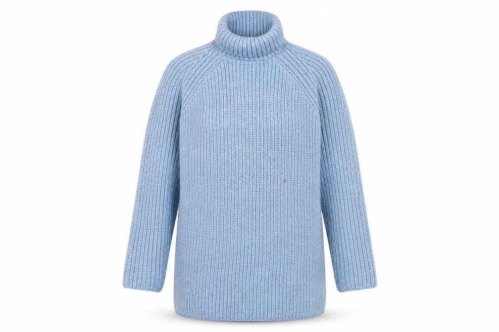 Marks & Spencer Girls Blue Roll Neck Jumper 10-11 Years