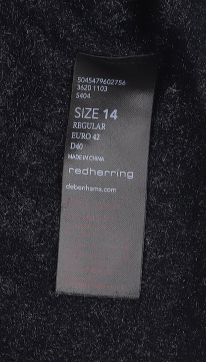 Brand and care label for Red Herring Women's Black jumper, size 14