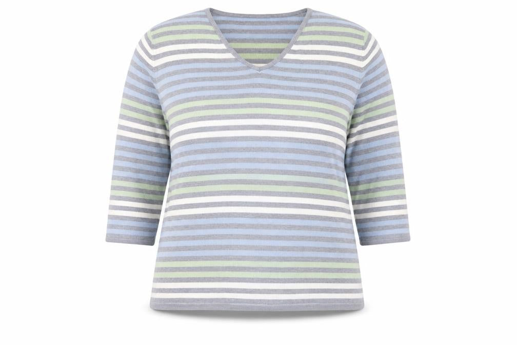 Eastex Women's Multicoloured V-Neck 3/4 Sleeve Pullover