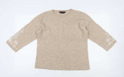 Dorothy Perkins Women's Beige Knit Pullover Jumper Size 12