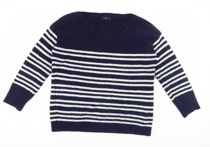 M&Co Women's Navy Striped Pullover Jumper Size 16