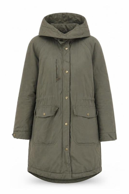 H&M Women's Green Parka Coat S - Hooded & Padded