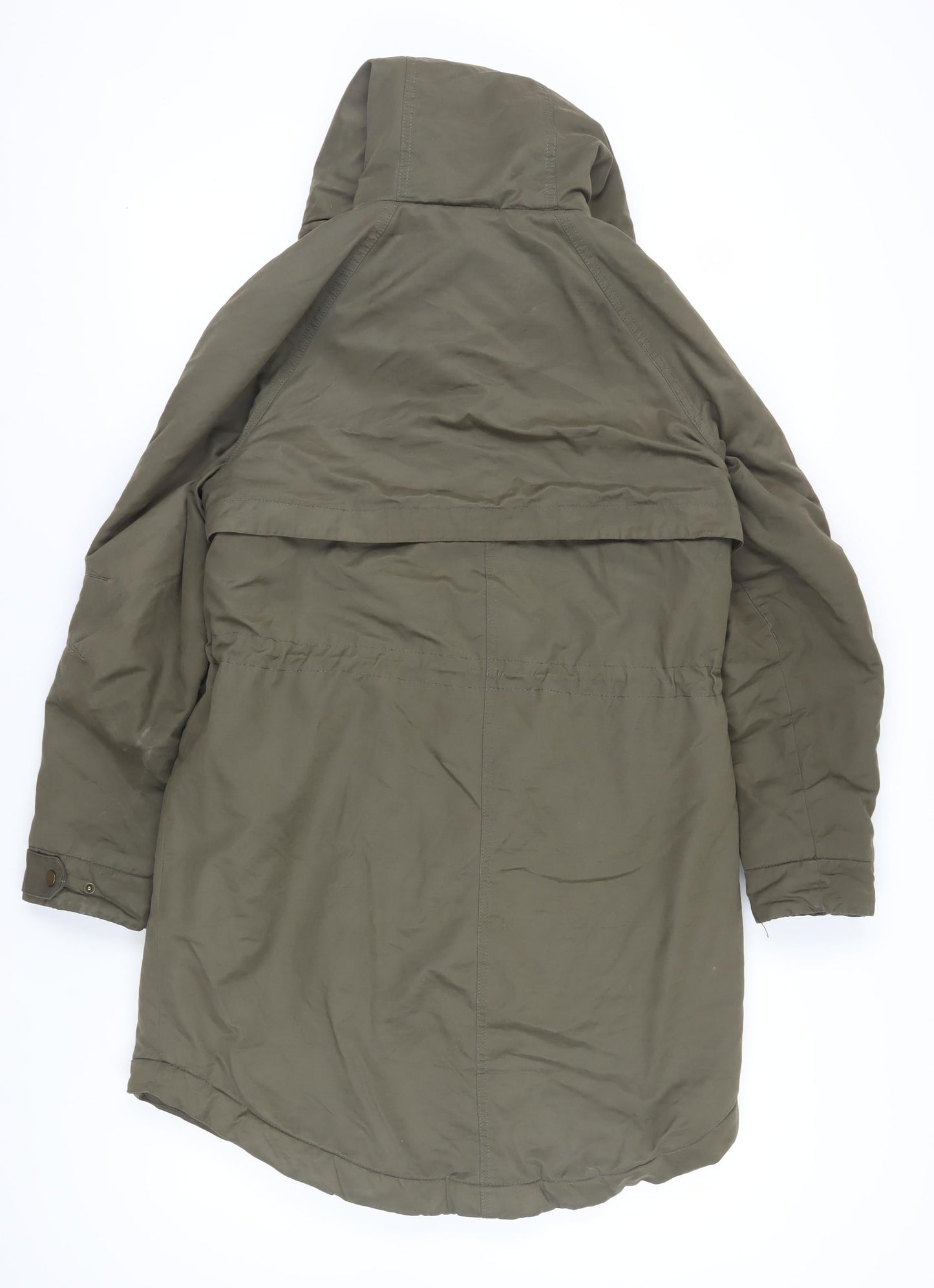 H&M Women's Green Parka Coat S - Hooded & Padded