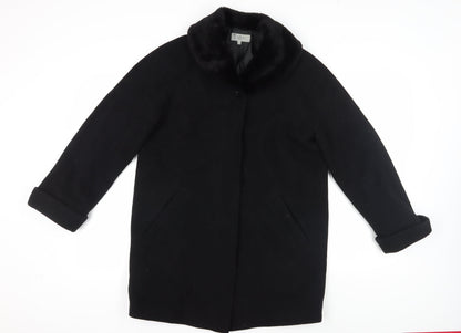 Marks & Spencer Women's Black Wool Coat Size 12 Formal