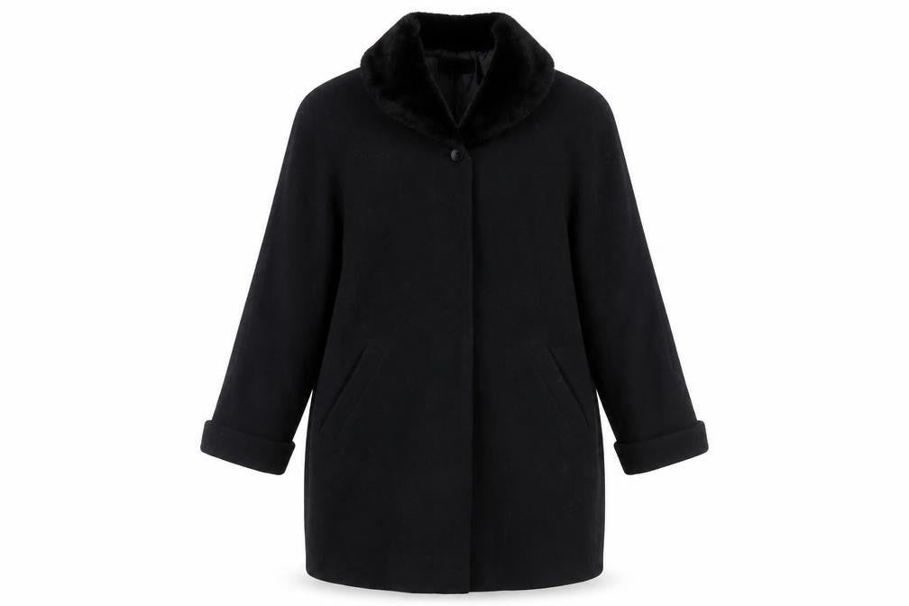 Marks & Spencer Women's Black Wool Coat Size 12 Formal