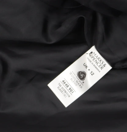 Marks & Spencer Women's Black Wool Coat Size 12 Formal