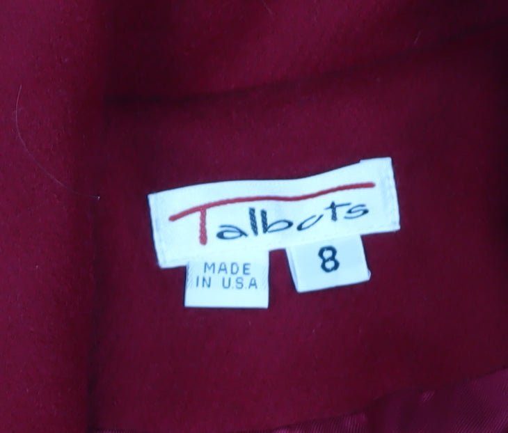 Talbots Women Red Wool Pea Coat, Size 12, Autumn/Winter