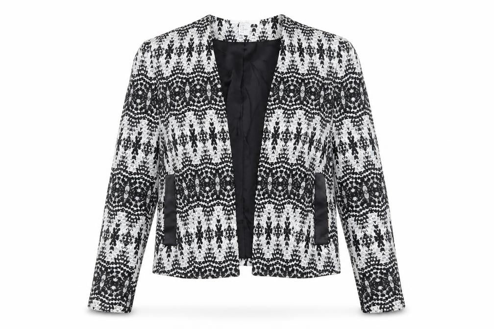 H&M Women's Black Geometric Blazer Size 12