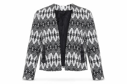 H&M Women's Black Geometric Blazer Size 12