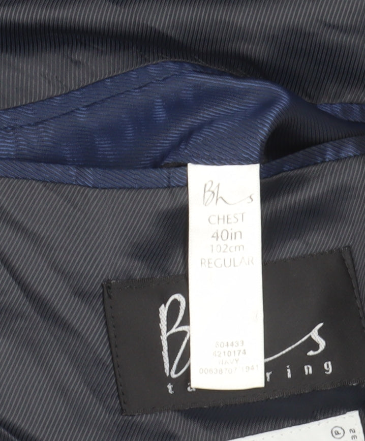 BHS Men's Navy Blazer, Regular Fit, Size 40R, Formal Wear
