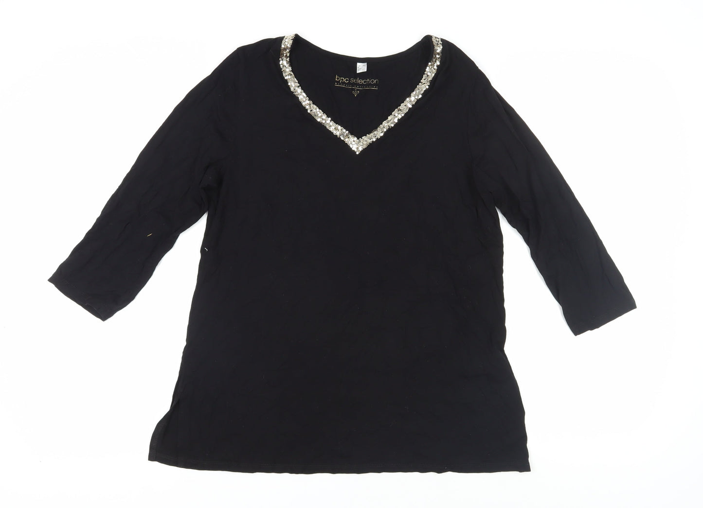 bpc selection Women's Black Tunic M with Sequin V-Neck