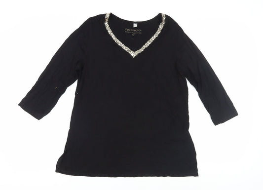 bpc selection Women's Black Tunic M with Sequin V-Neck