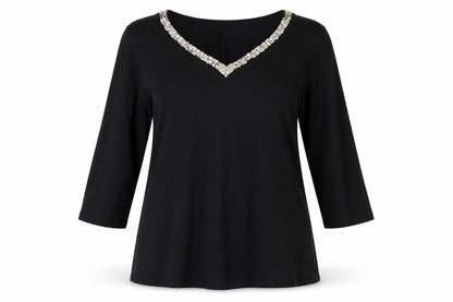 Front view of bpc selection Women's Black Tunic M with Sequin V-Neck