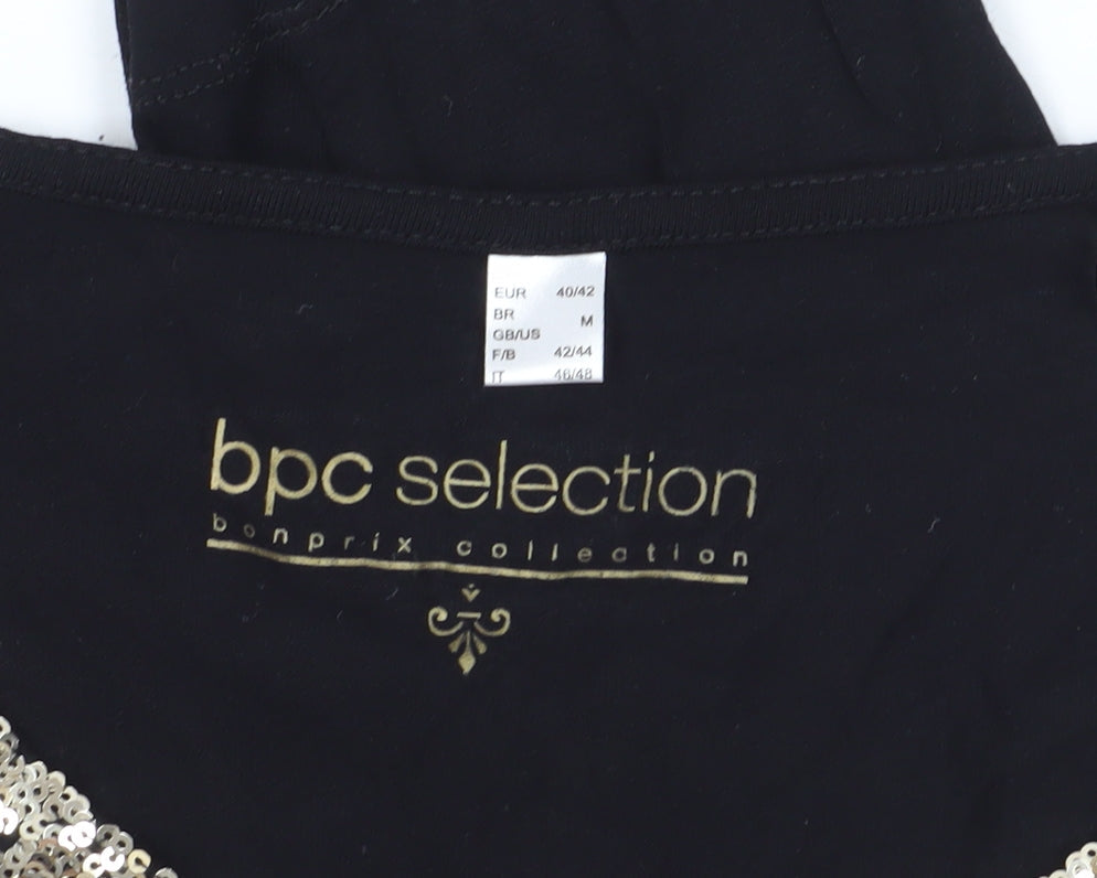 bpc selection Women's Black Tunic M with Sequin V-Neck