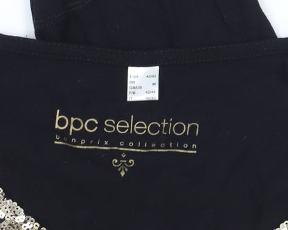 Close-up detail of bpc selection Women's Black Tunic M with Sequin V-Neck
