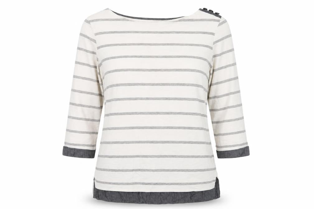 Next Women's Ivory Striped Blouse Size 12 Elegant Boat Neck