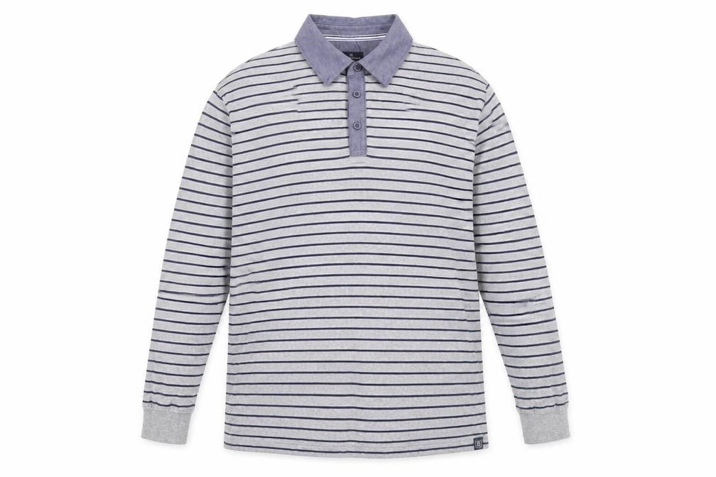 Marks & Spencer Men's Grey Striped Polo 2XL