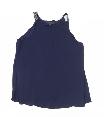 Next Women's Blue Sleeveless Studded Blouse Size 12