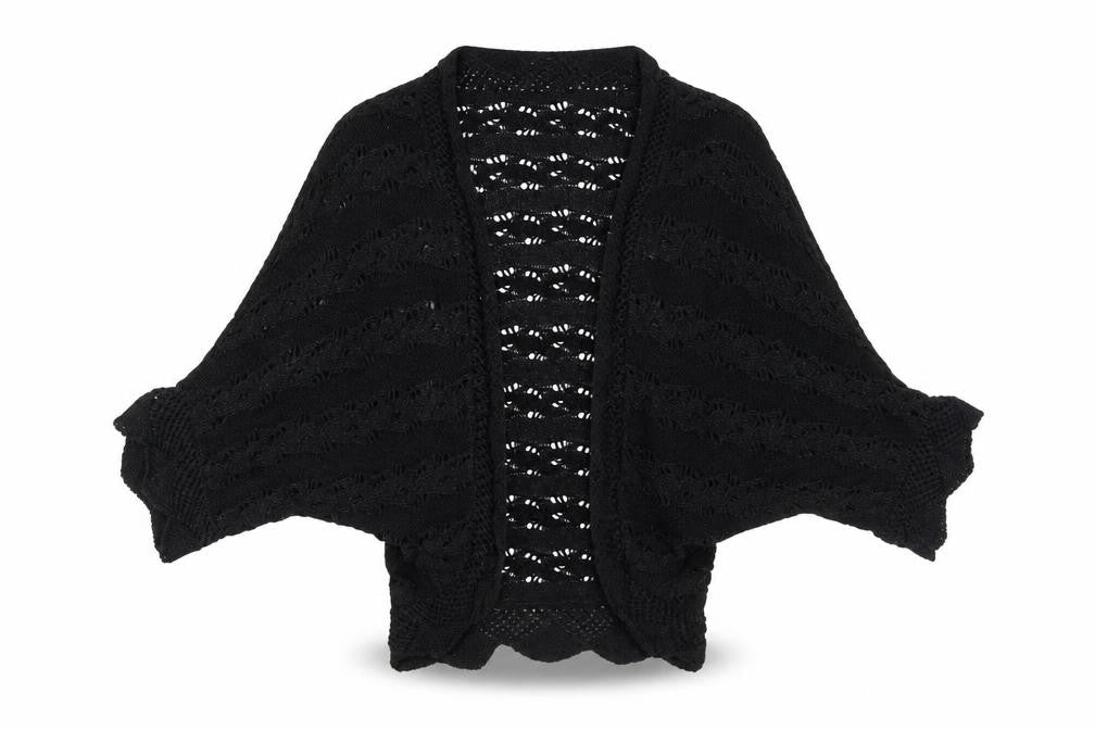 Michelle Nicol Women's Black Open-Knit Shrug, Size M
