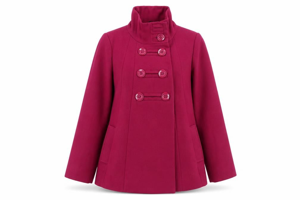 BHS Women’s Pink Pea Coat - Size 10, Lined, Buttoned