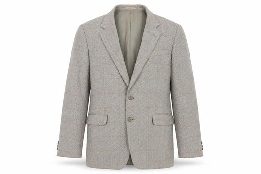 Four Seasons Men's Beige Tweed Blazer, 42R, Classic Fit