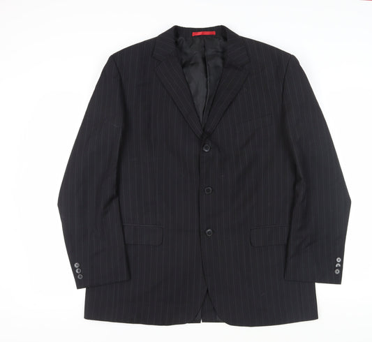 Burton Men's Black Pinstripe Blazer, Size 44R, Regular Fit