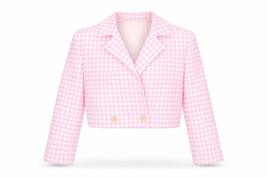 ASOS DESIGN Women's Pink Check Cropped Jacket UK 10