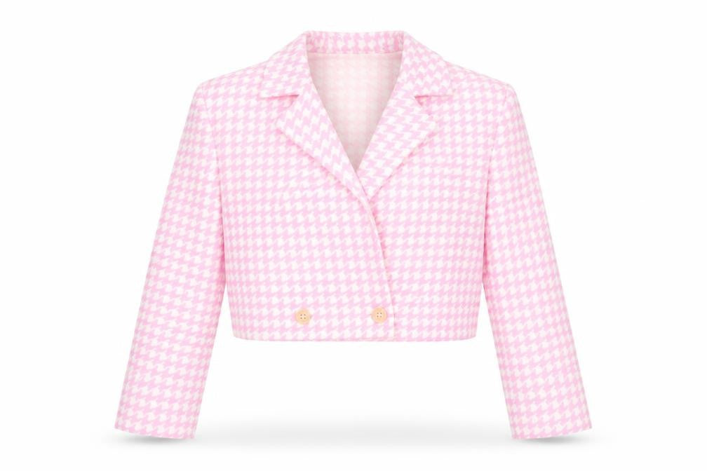 ASOS DESIGN Women's Pink Check Cropped Jacket UK 10