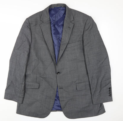 Austin Reed Men's Grey Wool Blazer, Size 44R, Two-Button Classic Style