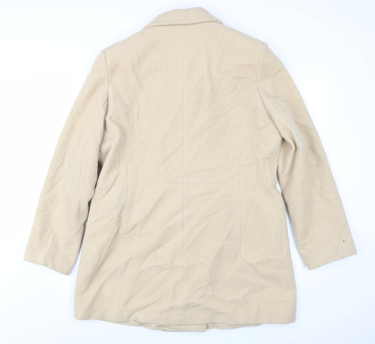 BHS Women's Beige Wool Blend Pea Coat Size 14