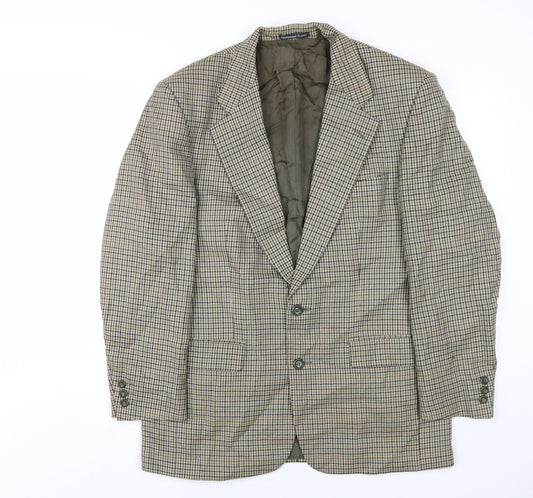 Greenwoods Classic Men's Brown Check Blazer, Size 40, Wool