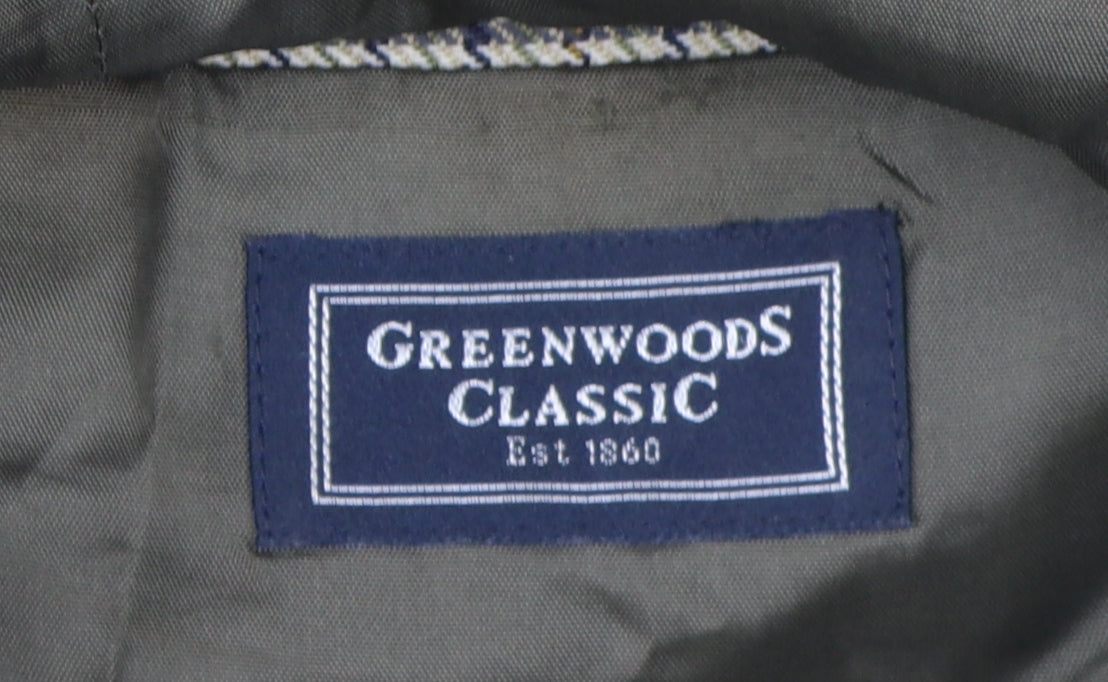 Greenwoods Classic Men's Brown Check Blazer, Size 40, Wool
