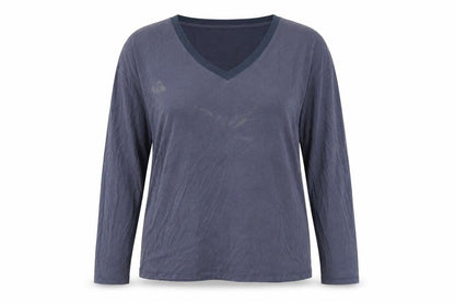 Soaked Women's Blue Long Sleeve V-Neck Top Size L