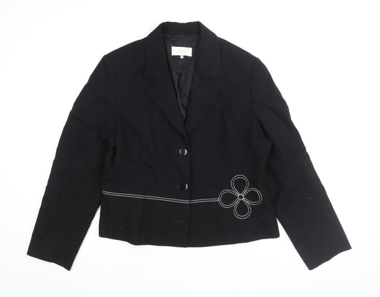 Max Pierre Women's Black Wool Blazer Size 16