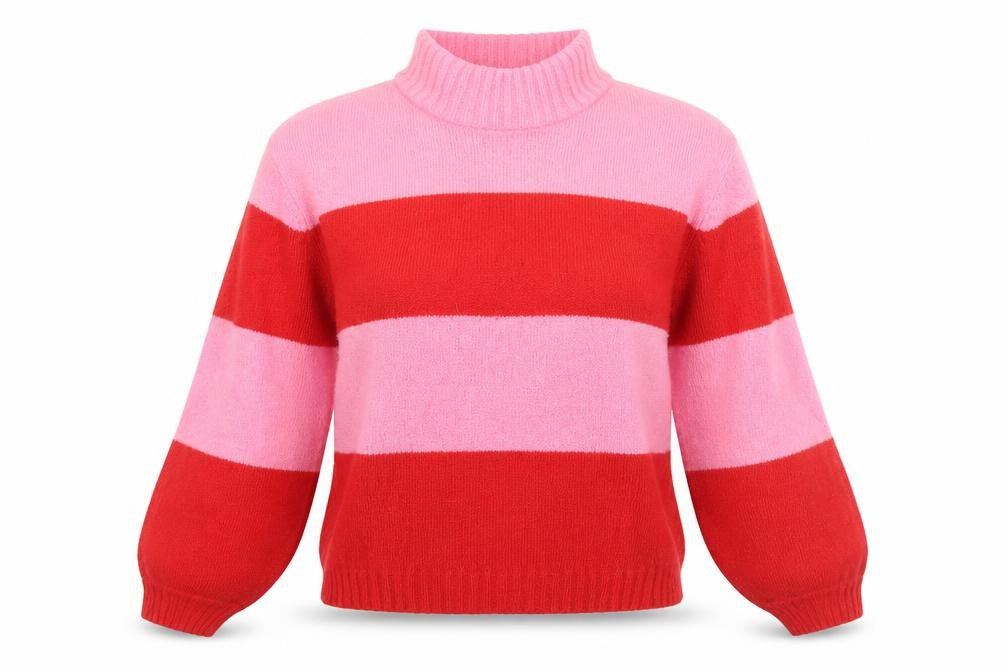 Brave Soul Women's Multicolour Striped Pullover Jumper, M