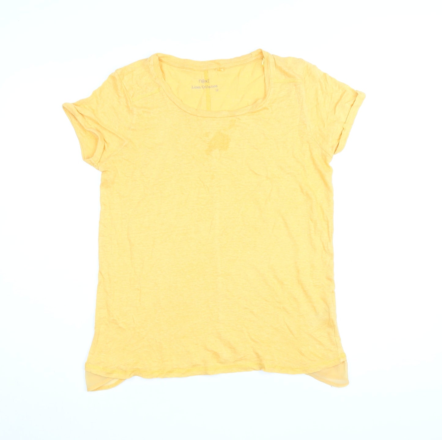 Next Women's Yellow Linen T-Shirt Size 12 Casual Summer