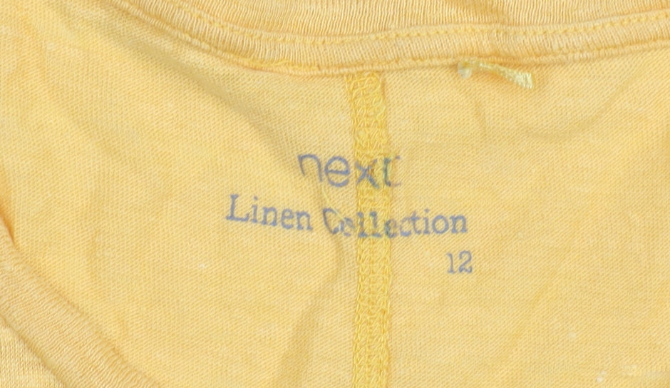 Next Women's Yellow Linen T-Shirt Size 12 Casual Summer