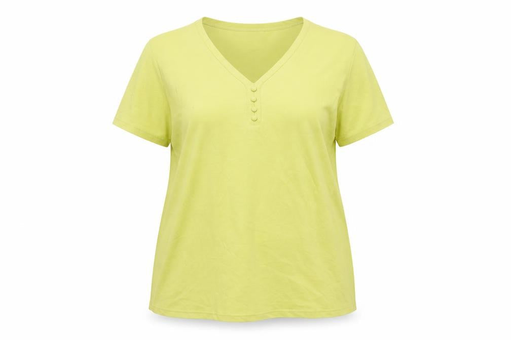 EWM Women's Yellow V-Neck T-Shirt Size 18-20