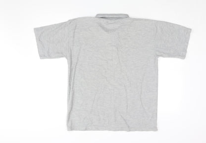 Back view of Adidas men’s grey polo shirt m solid casual
