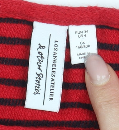 & Other Stories Women's Red Striped Jersey T-Shirt Size 6