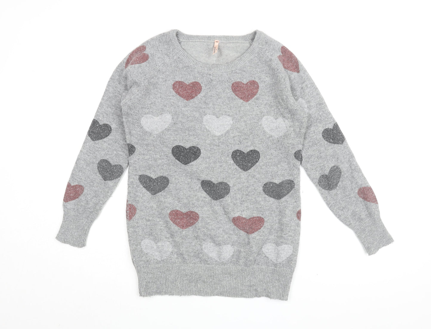 Sweewë Grey Heart Print Pullover Women M