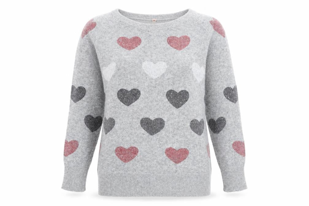 Sweewë Grey Heart Print Pullover Women M