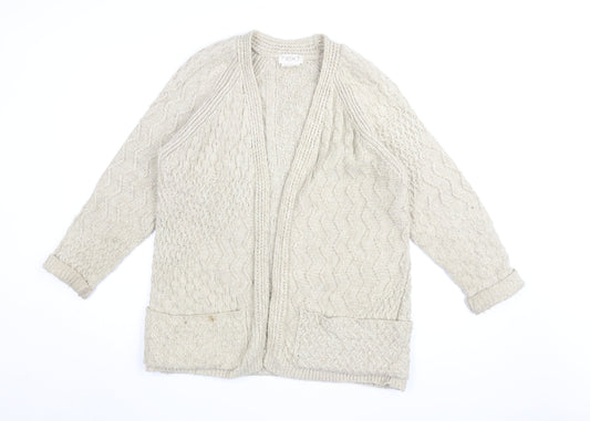 Next Women's Beige Cable-Knit Cardigan Size 10