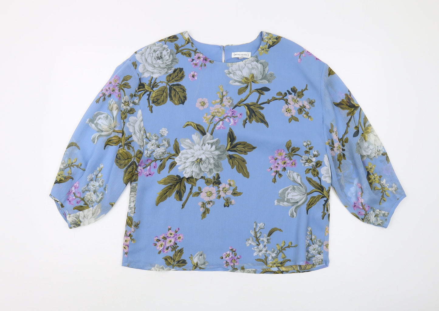 Warehouse Womens Blue Floral Blouse Size 6 New