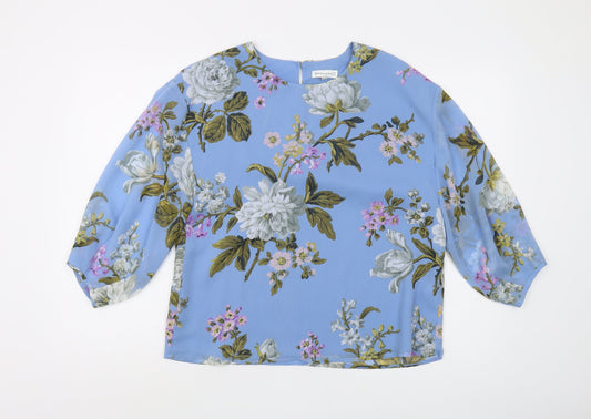 Warehouse Womens Blue Floral Blouse Size 6 New